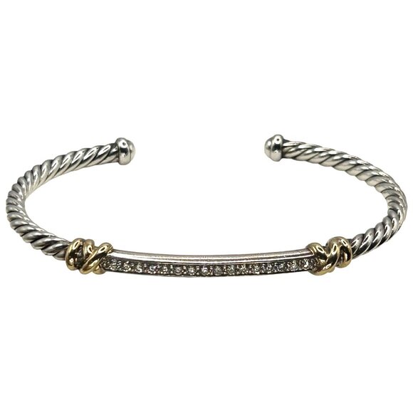 David Yurman Petite Helena Cable Station Bracelet 925 Silver/18k with Diamonds - Picture 1 of 9